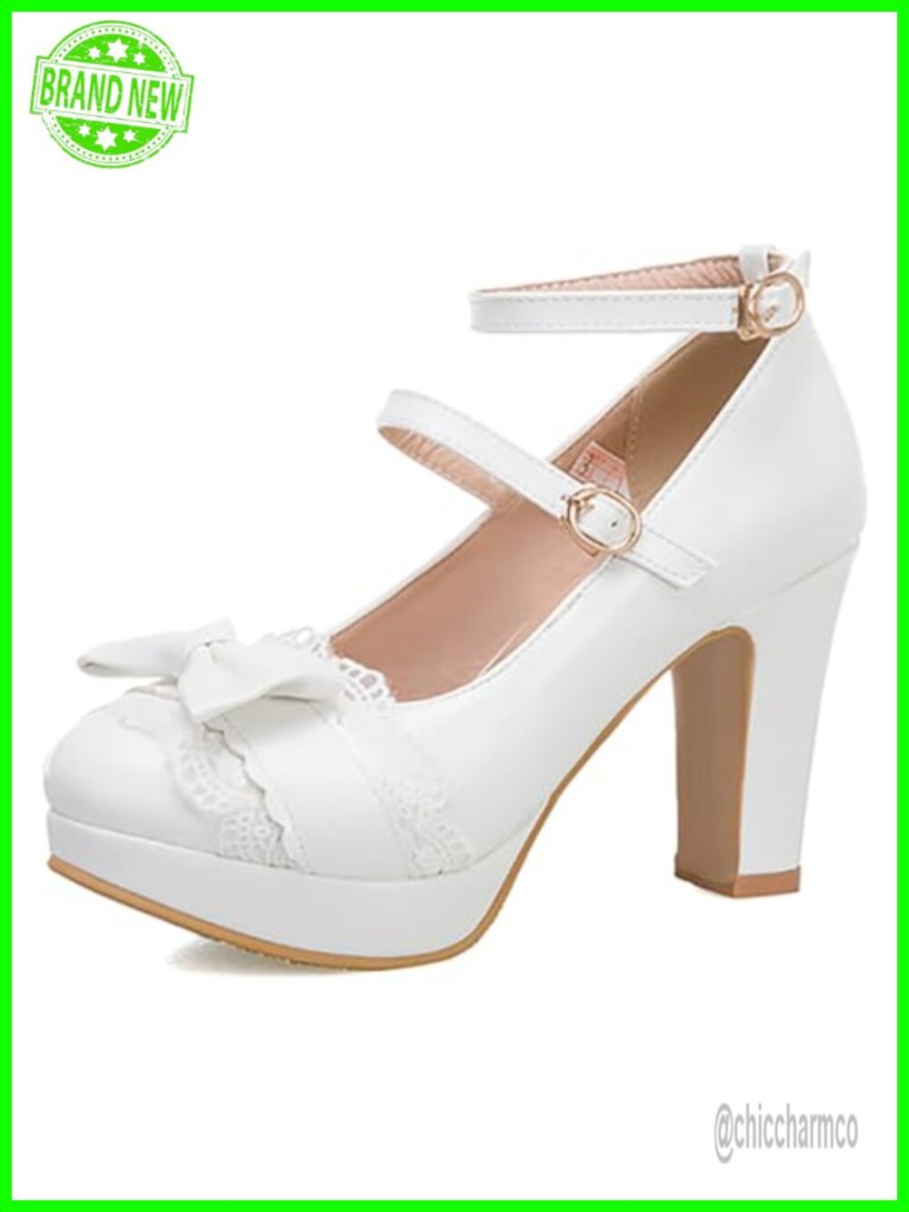 Mary Jane Platform Heels for Women Bow Vintage Dress Pumps Chunky Block Heel